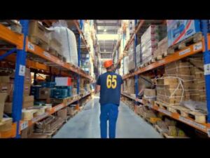 Man walking through warehouse